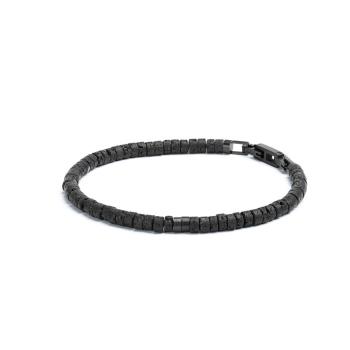 2 mm Armband mit schwarzen Lavasteinen und Titanelement - Sphera Black Lava